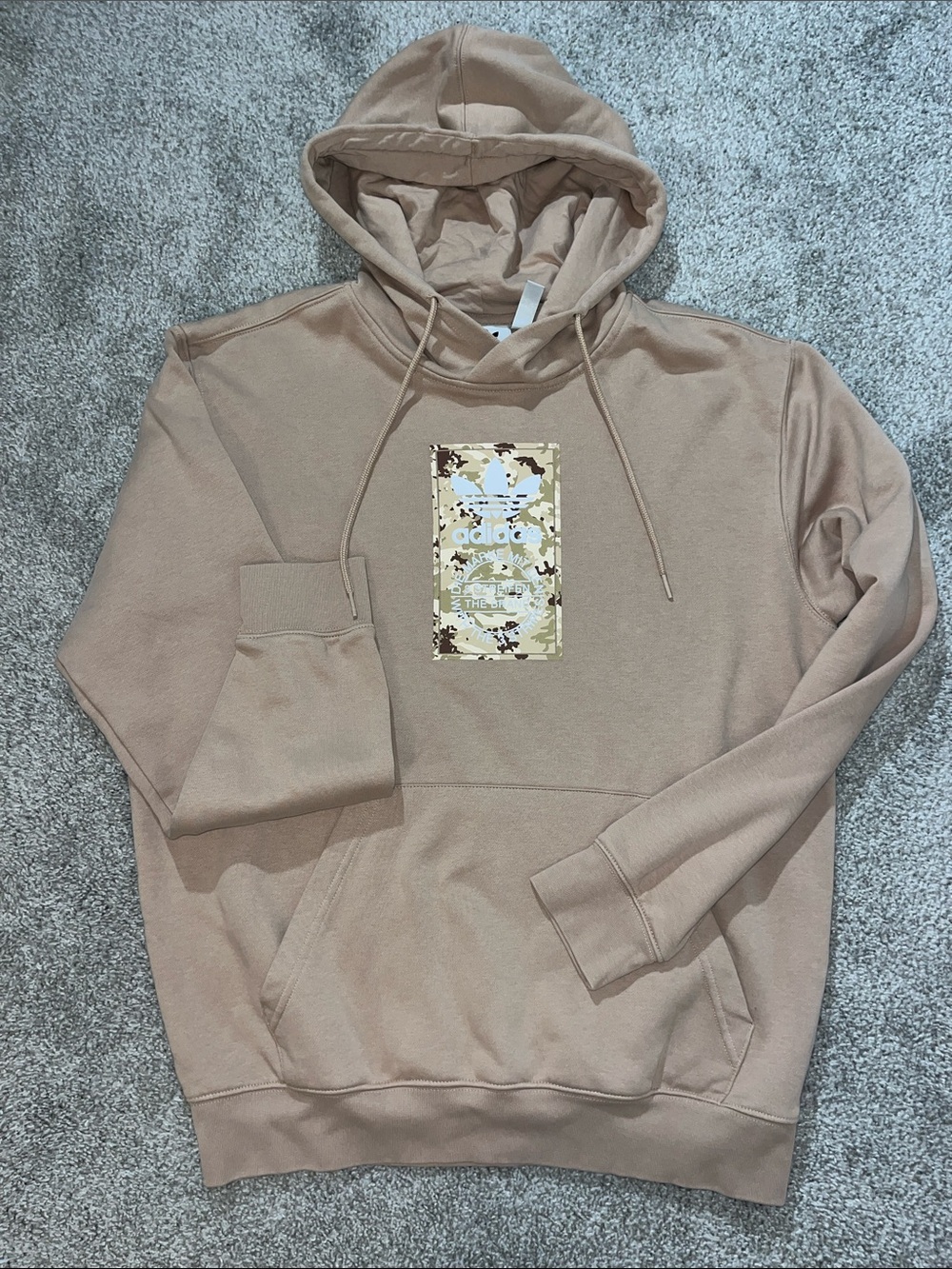 Adidas Tan Camouflage Trefoil fleece Hooded Hoodie Sweatshirt M